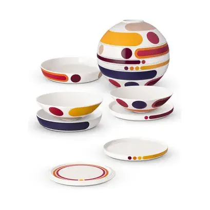 Secure Checkout Iconic La Boule tableware set 7 pieces, Black-white