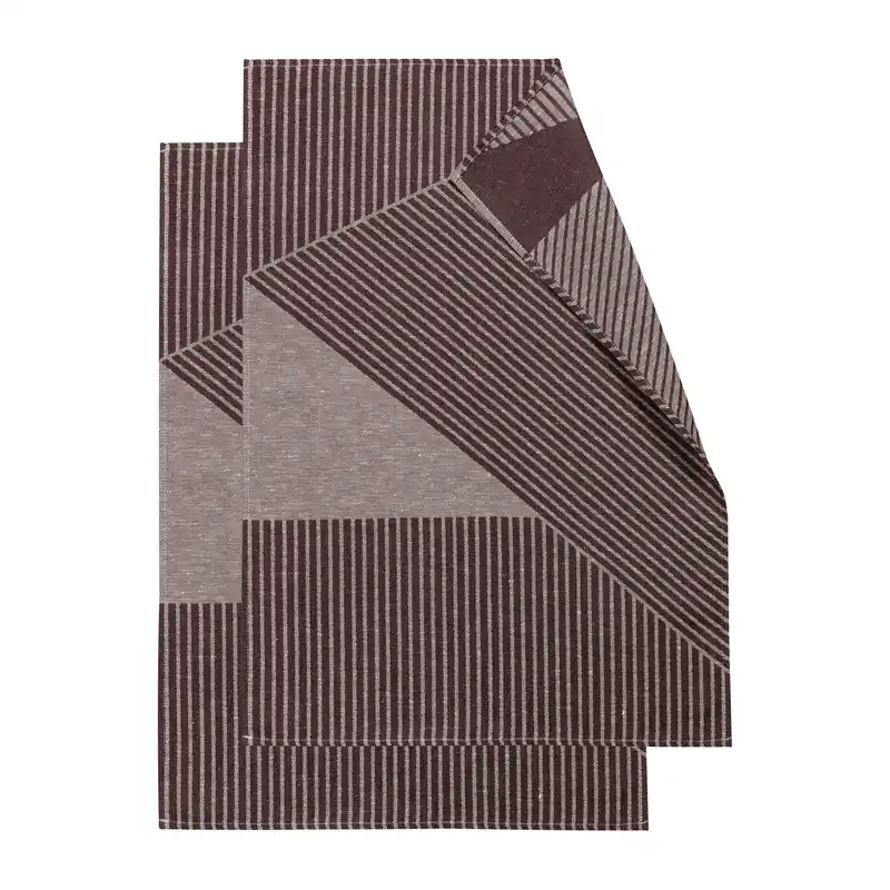 Stripes kitchen towel 47x70 cm 2-pack, Brown-white Direct From Manufacturer