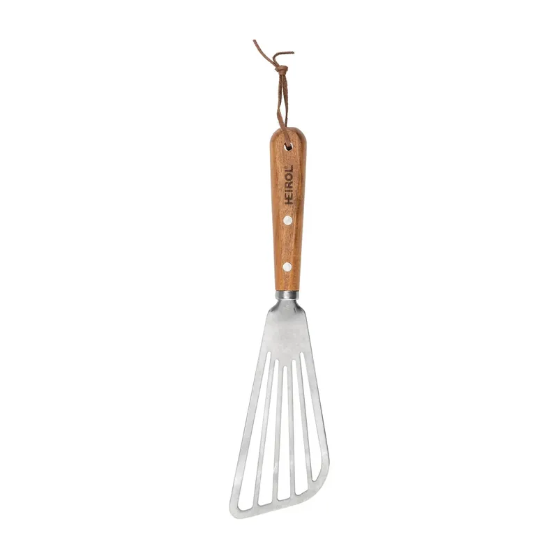 Express Delivery Stainless steel spatular with hole 30 cm, Beech