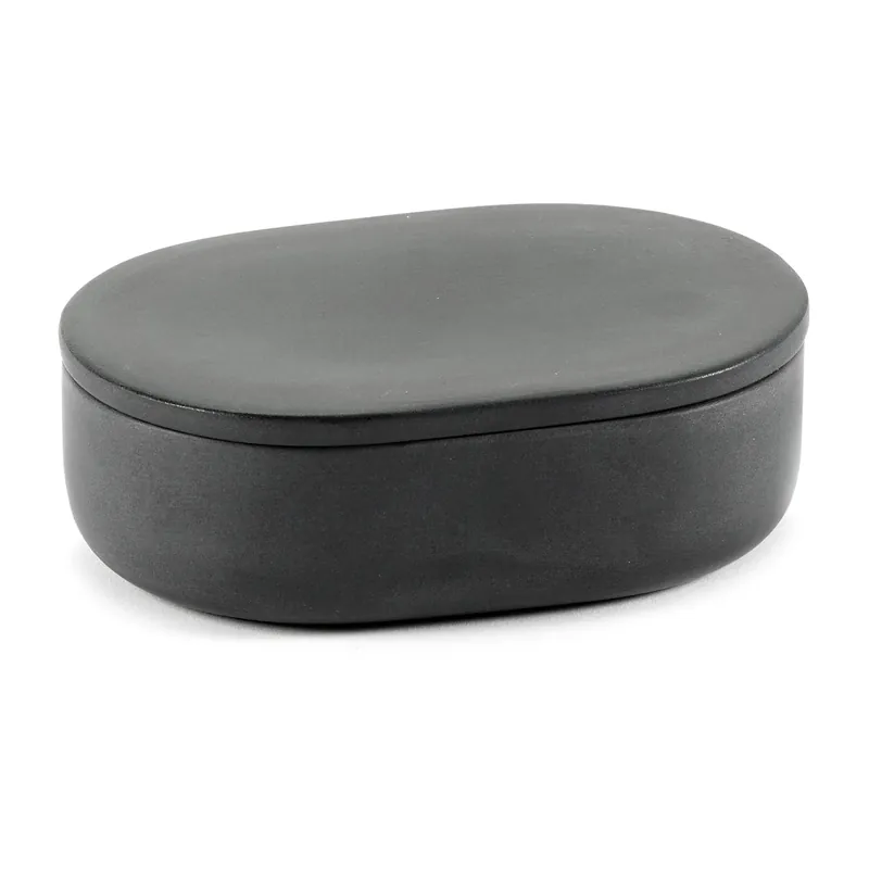 Cose storage jar oval with lid S 3.3x10.2 cm, Dark grey Free Shipping