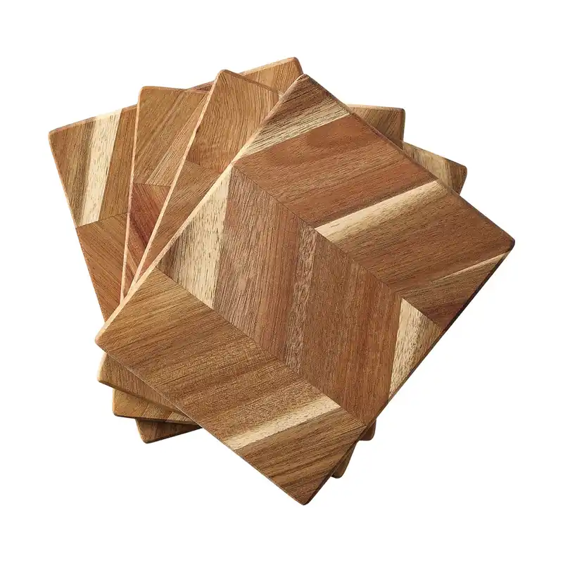 Exclusive Skärbräda fish bone pattern 12x15 cm 4-pack, Acacia tree