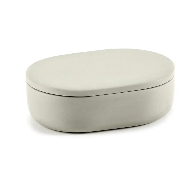 Cose storage jar oval with lid S 3.3x10.2 cm, Dark grey Today Only