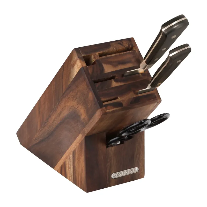 Knife block acacia for 5 knives whetstone and scissors, 9.5x22 cm Wholesale