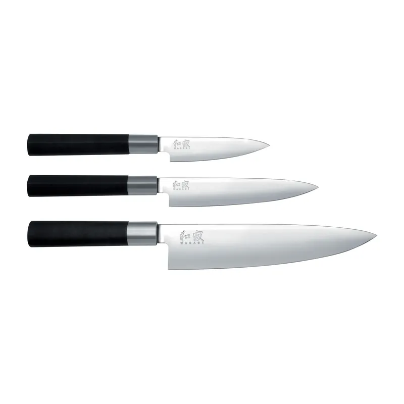 Hot Deal Kai Wasabi Black Chef's knife & 2 all round knives set, 3 pieces