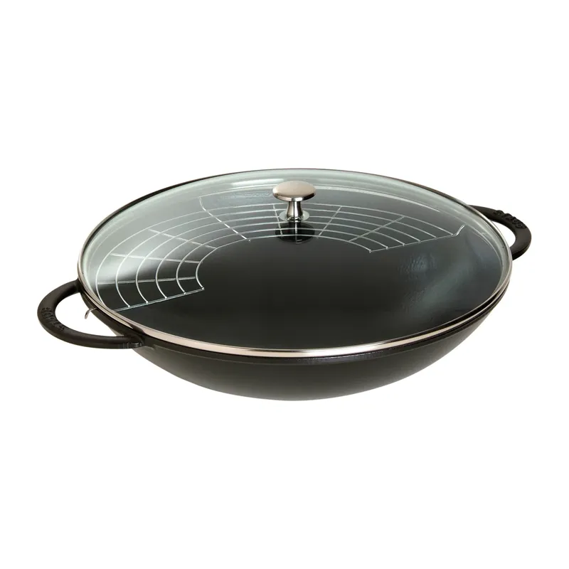 Brand New Wok with glass lid Ø37 cm 5.7 L, Black