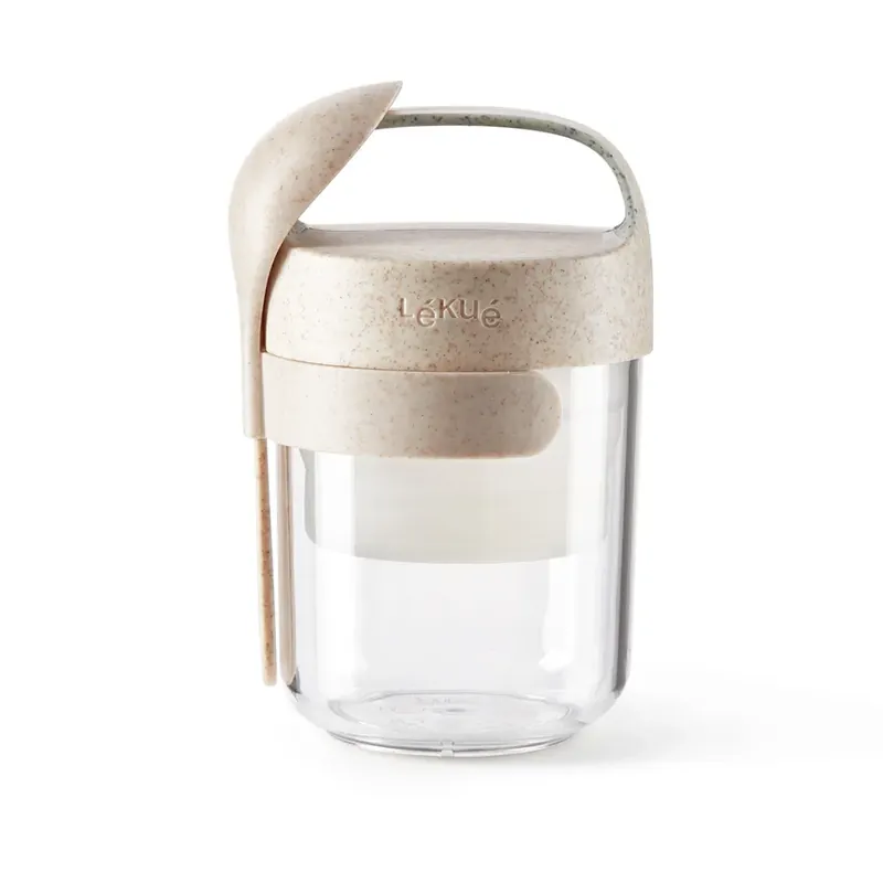 Lékué To Go jar organic with spoon beige, 0.4 L Fast Shipping