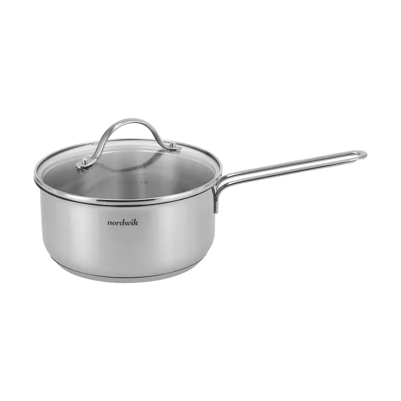 Budget Nordwik saucepan with glass lid 1.9 liter, Stainless steel