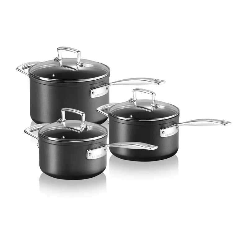 Free Returns Le Creuset saucepan set 3 pieces, Black
