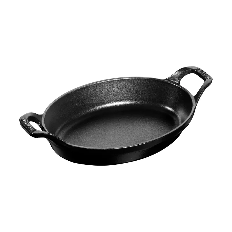 Next Day Delivery Staub oval baking dish cast iron 28 cm, Black