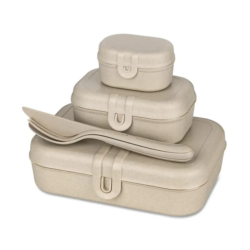 Handmade Pascal Ready Set 3x lunch box and cutlery, Natural desert sand
