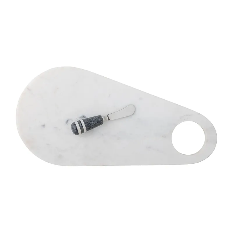 Last Chance Abrielle cheese knife with cutting board 20x42 cm, White marble-stainless steel