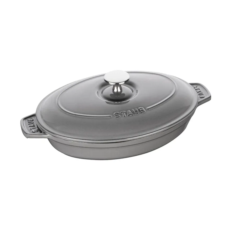 Staub oval cast iron baking dish with lid 23 cm, Graphite gray Price Cut