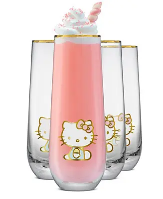 Hello Kitty Stay Gold Stemless Flutes, Set of 4 Big Sale