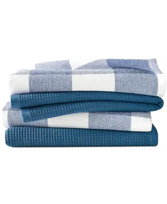 Jackson Plaid Waffle Weave Kitchen Towel, Set of 4 Worldwide Shipping