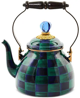 Flash Sale Juniper Check Enameled 2-Quart Tea Kettle
