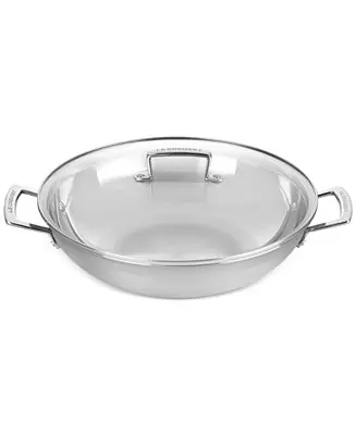 Best Seller Classic Stainless Steel Round Wok & Glass Lid, 4.5 Qt.