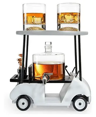 Best Seller Glass Golf Decanter and Whiskey Glasses Set, 6 Piece