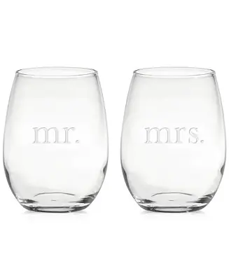 Mr. & Mrs. Stemless Wine Glasses, Set of 2 Viral