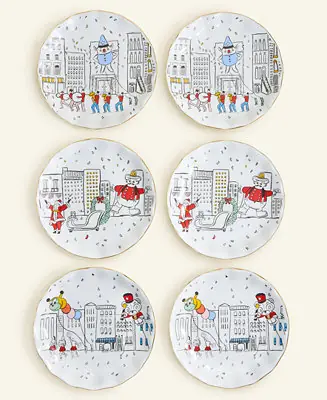 Thanksgiving Day Parade 2025 NYC Scenic Scalloped Appetizer Plate Set, Set of 6, Macy's Exclusive Super Sale