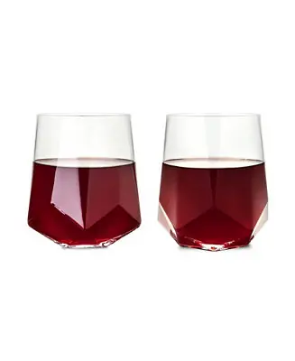 Crafted Raye Faceted Crystal Wine Glass, Set of 2, 20 Oz