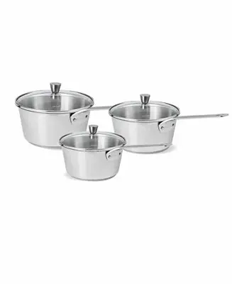 Instant Buy 1826 3-Piece Stainless Steel Saucepan Set with Glass Lids