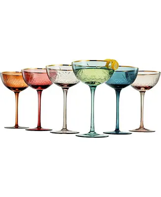 Vintage Art Deco Coupe Glasses, Set of 6 Fast Shipping
