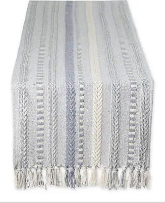 Braided Stripe Jacquard Fringe Table Runner, 15" x 108" Warranty Included