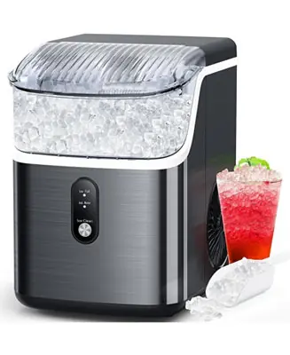 Countertop Nugget Ice Maker, Portable Chewable Pebble Ice Machine, Soft Crushed Ice Maker, 34 lbs/Day, One-Touch Operation, Self-Cleaning Top Rated