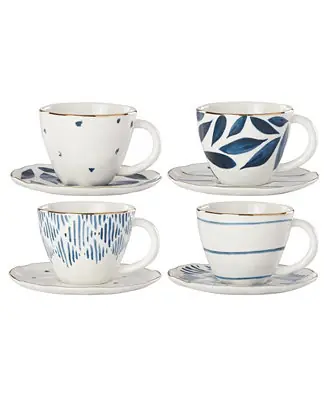 Blue Bay Espresso Cup & Saucers, Service for 4 Clearance
