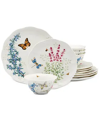 Affordable Butterfly Meadow Herbs 12 Pc. Dinnerware Set, Service for 4