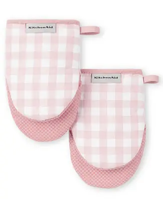 Professional Grade Gingham Mini Oven Mitt 2-Pack Set, 5.5" x 8"
