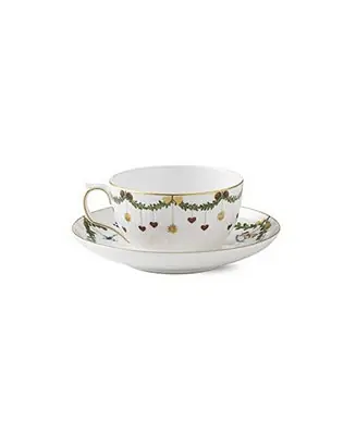 Weekend Sale Star Fluted Christmas Teacup Saucer
