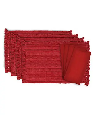Variegated Fringe Placemat and Napkin, Set of 8 Flash Sale