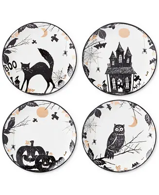 Mega Sale Vintage Halloween Haunted Assorted Accent Plates, Set of 4