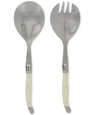 Instant Buy Laguiole Connoisseur Faux Ivory Salad Servers, 2 Piece Set.