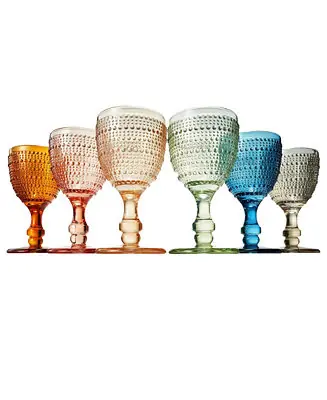 Budget Khen Vintage Hobnail Goblet Wine Glasses, Set of 6