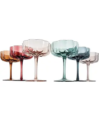 Sale Martini and Champagne Flower Classic Wavy Glass Coupes, Set of 6