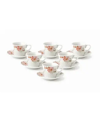 Save Now Floral Design 12 Piece 2oz Espresso Cup and Saucer Set, Service for 6