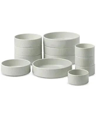 Modulus 12 Pc. Porcelain Bowl Set, Service for 4 Flash Sale