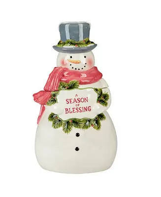 Hassle-Free Returns Snowman Greetings 3D Santa Cookie Jar