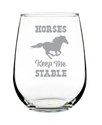 Horses Keep Me Stable Horse Gifts Stem Less Wine Glass, 17 oz Limited Time
