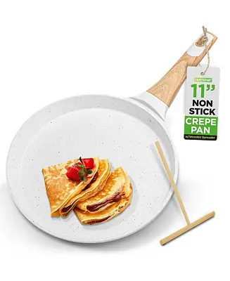 Final Sale aluminum 11” Non-Stick Crepe Pan with Wooden Spreader (NCMKCP002411WT)
