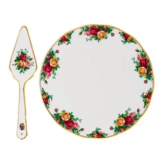 Old Country Roses Cake Plate & Server Big Sale