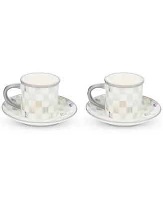 Fast Shipping Sterling Check StonewareEspresso Cup & Saucer, Service for 2
