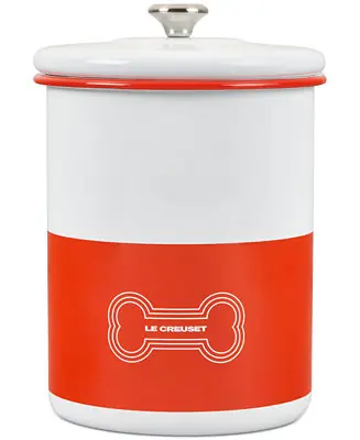 Reduced Price 4.25 Quart Enamel on Steel Pet Treat Jar with Lid
