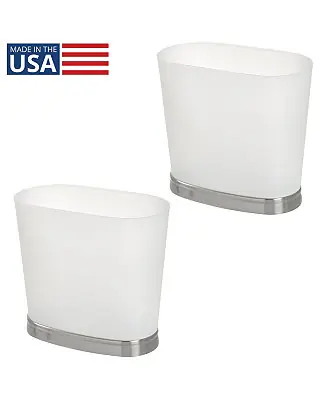 Small Oval Bathroom Trash Can - Frost/Brushed Nickel - Made in USA Modern