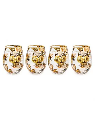 Flash Sale Wild Rose Stemless Wine Glasses, Set of 4