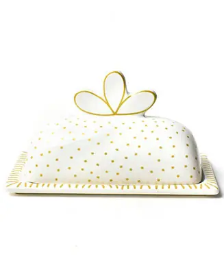 by Laura Johnson Deco Gold Scallop Knob Butter Dish Premium