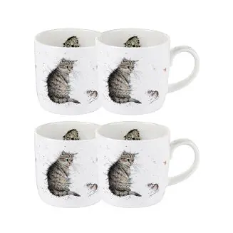 Wrendale Cat Mug Cat and MouseSet of 4 Money Back Guarantee