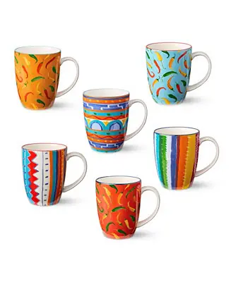Caliente Mugs, Set of 6, Service for 6 Price Drop